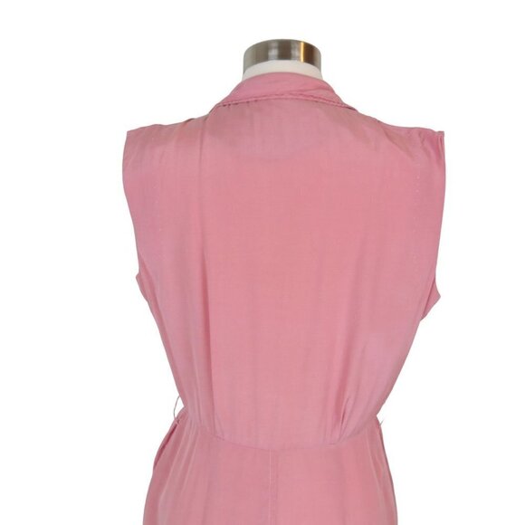 VINTAGE 1950s Women's Pink Slim Pinup Shirtdress with Pintucks - Picture 5 of 10